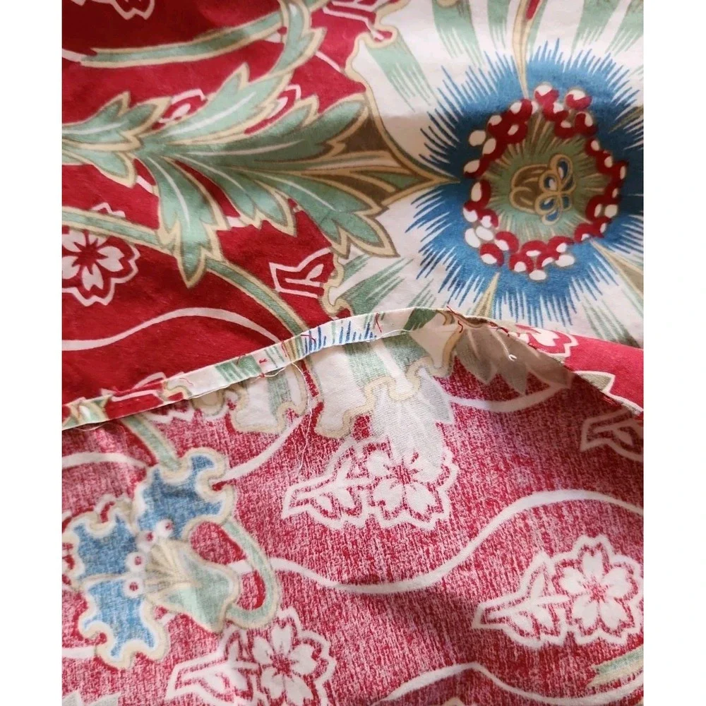 6 Sq Yds/Pottery Barn Red Blue French Art Nouveau Floral Passion Flower Fabric